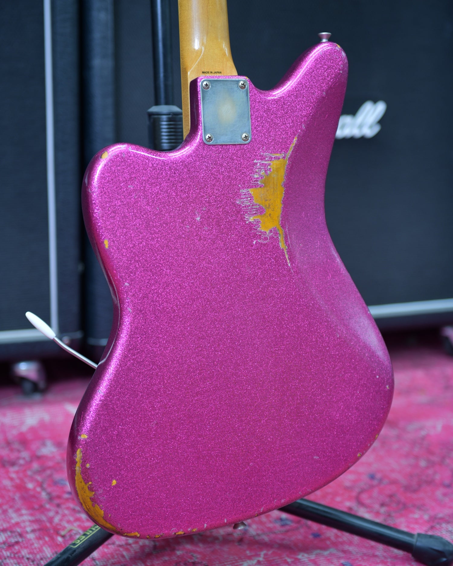 Fender Jazzmaster MIJ JM66B 2009 Pink Sparkle / 3TSB Relic Blocks & Binding