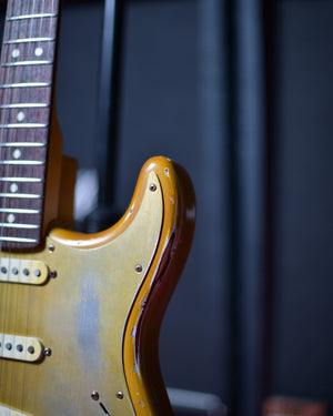 Fender USA Highway One Aged Inca Gold on Burgundy Stratocaster Medium Relic