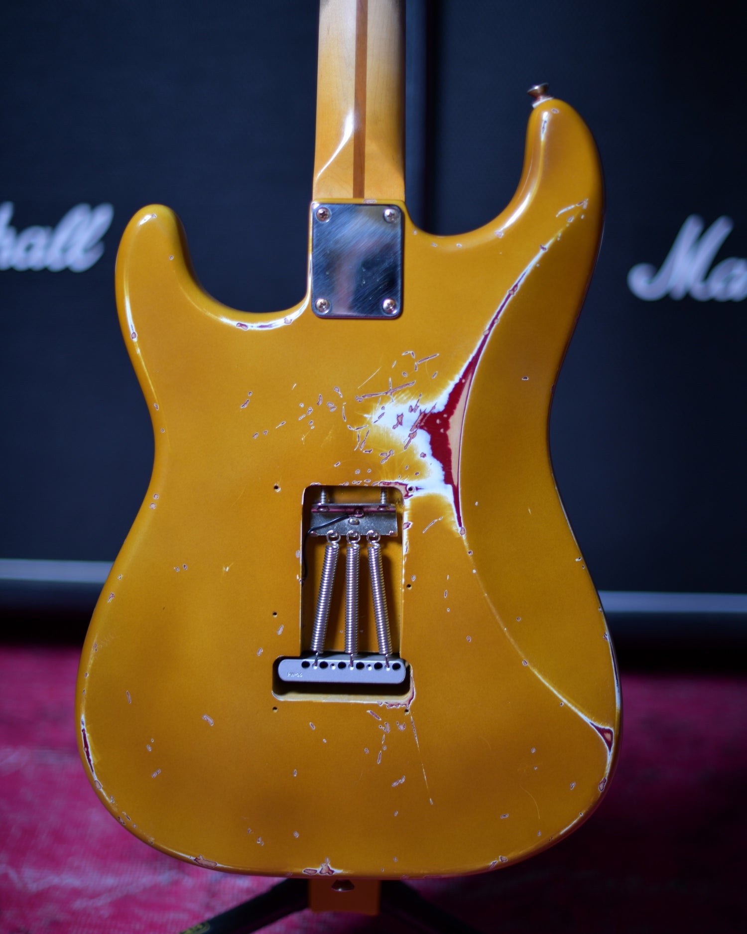 Fender USA Highway One Aged Inca Gold on Burgundy Stratocaster Medium Relic
