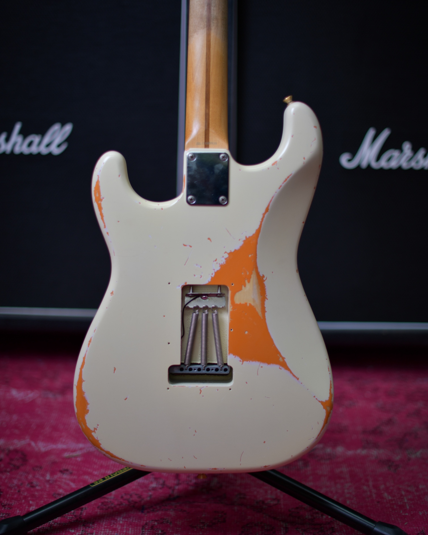 Fender Japan Olympic White over Capri Orange Stratocaster MIJ 1997